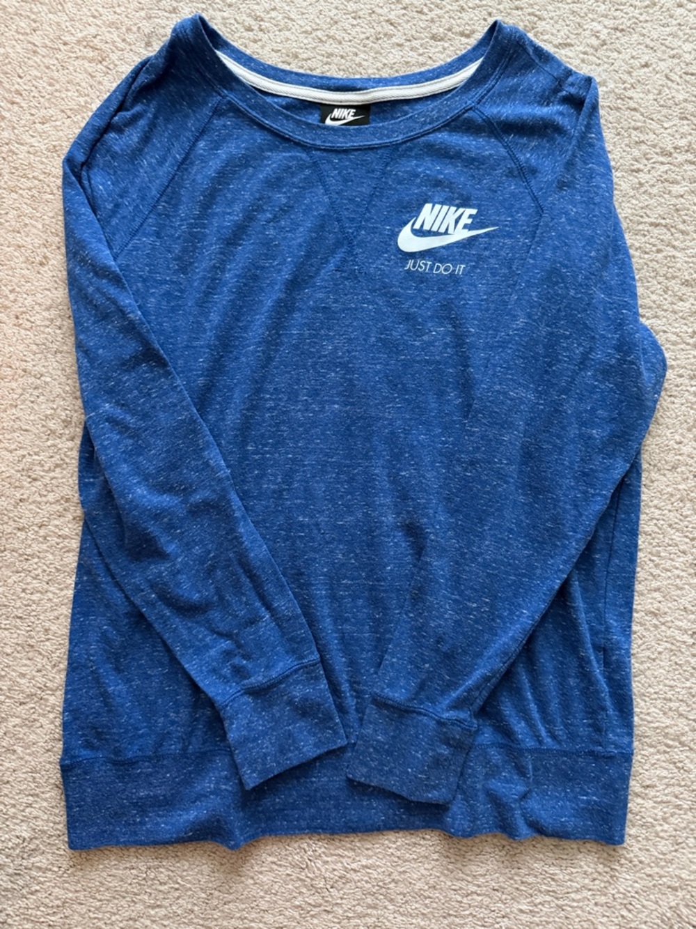 Nike Blue Speckled Crewneck Sweatshirt with White Logo